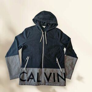 Calvin Klein Men Lightweight Black and White Jacket with Hood Size Medium